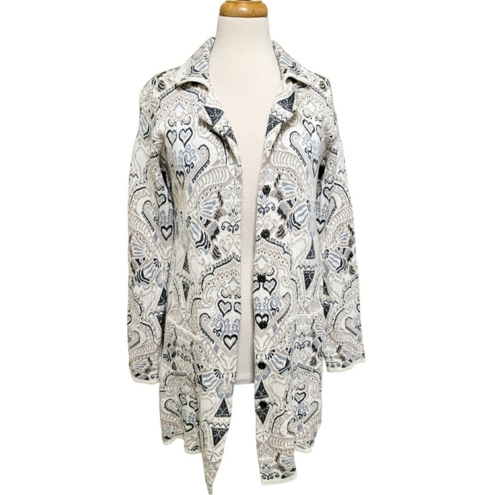 Odd Molly Coatigan Cardigan Sweater Secure Snap Front Size Medium